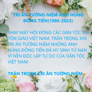 THƯ TƯỞNG NIỆM TRI ÂN NHỮNG ANH HÙNG ĐỒNG TIẾN(1986-2022)